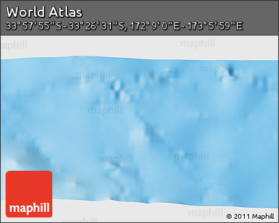 Physical 3D Map of the Area around 33° 42' 13" S, 172° 37' 30" E
