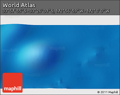 Physical 3D Map of the Area around 33° 42' 13" S, 172° 28' 29" W