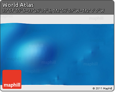 Physical 3D Map of the Area around 33° 42' 13" S, 172° 28' 29" W