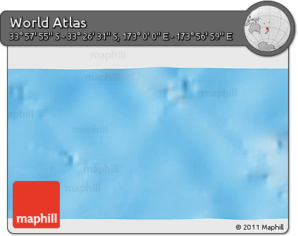 Physical 3D Map of the Area around 33° 42' 13" S, 173° 28' 29" E