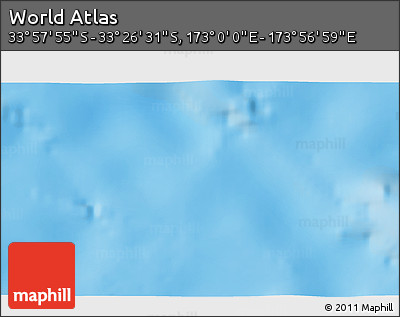 Physical 3D Map of the Area around 33° 42' 13" S, 173° 28' 29" E