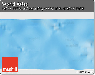 Physical 3D Map of the Area around 33° 42' 13" S, 173° 28' 29" E