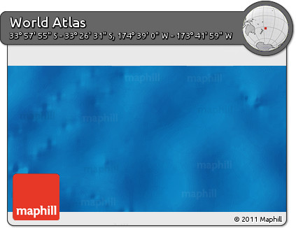 Shaded Relief 3D Map of the Area around 33° 42' 13" S, 174° 10' 30" W