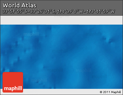 Shaded Relief 3D Map of the Area around 33° 42' 13" S, 174° 10' 30" W