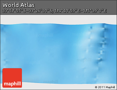 Physical 3D Map of the Area around 33° 42' 13" S, 175° 10' 30" E