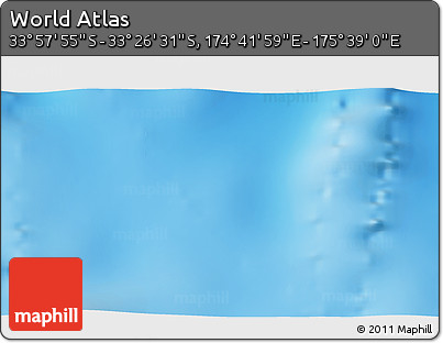 Physical 3D Map of the Area around 33° 42' 13" S, 175° 10' 30" E