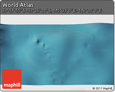 Satellite 3D Map of the Area around 33° 42' 13" S, 176° 1' 30" E