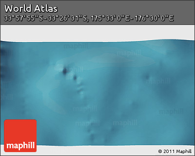 Satellite 3D Map of the Area around 33° 42' 13" S, 176° 1' 30" E