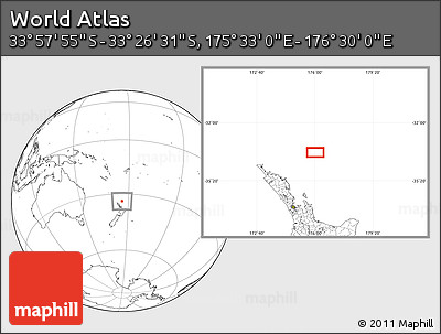 Blank Location Map of the Area around 33° 42' 13" S, 176° 1' 30" E