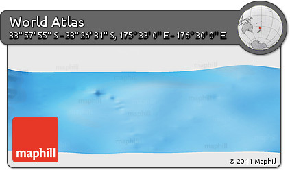 Physical Panoramic Map of the Area around 33° 42' 13" S, 176° 1' 30" E