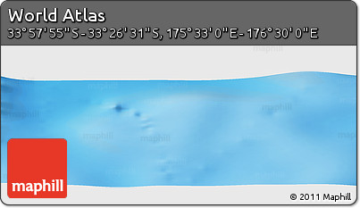 Physical Panoramic Map of the Area around 33° 42' 13" S, 176° 1' 30" E