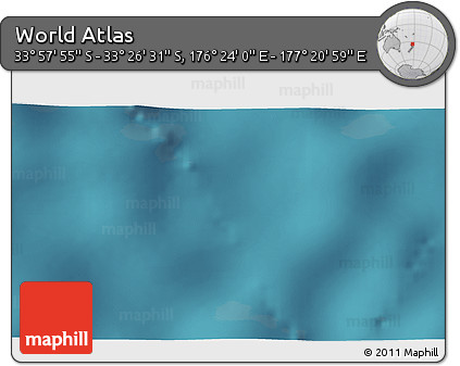 Satellite 3D Map of the Area around 33° 42' 13" S, 176° 52' 30" E