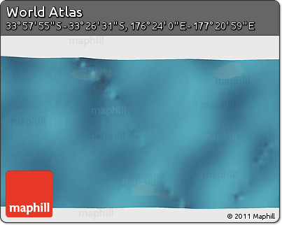 Satellite 3D Map of the Area around 33° 42' 13" S, 176° 52' 30" E