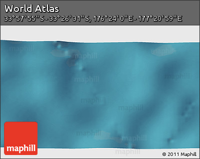 Satellite 3D Map of the Area around 33° 42' 13" S, 176° 52' 30" E