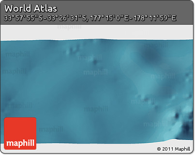 Satellite 3D Map of the Area around 33° 42' 13" S, 177° 43' 29" E