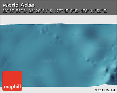 Satellite 3D Map of the Area around 33° 42' 13" S, 177° 43' 29" E