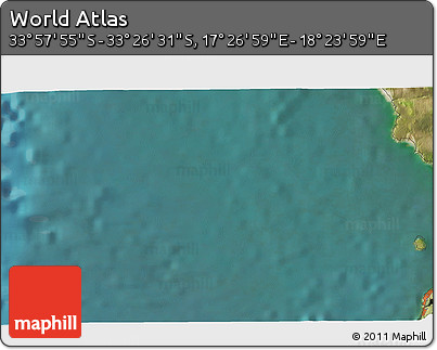 Satellite 3D Map of the Area around 33° 42' 13" S, 17° 55' 29" E