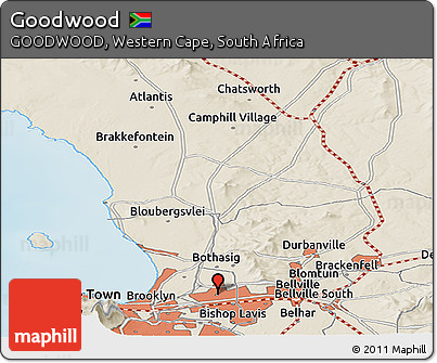 Shaded Relief Panoramic Map of Goodwood