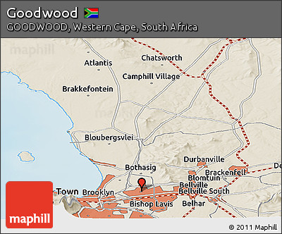 Shaded Relief Panoramic Map of Goodwood