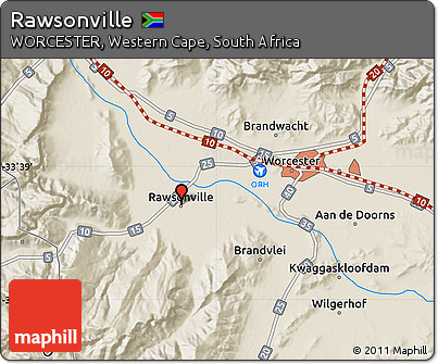 Shaded Relief Map of Rawsonville