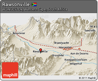 Shaded Relief Panoramic Map of Rawsonville