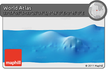 Physical Panoramic Map of the Area around 33° 42' 13" S, 1° 46' 29" E