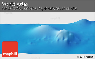Physical Panoramic Map of the Area around 33° 42' 13" S, 1° 46' 29" E