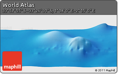 Physical Panoramic Map of the Area around 33° 42' 13" S, 1° 46' 29" E