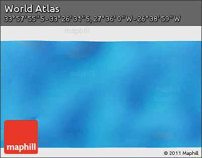 Physical 3D Map of the Area around 33° 42' 13" S, 27° 7' 30" W