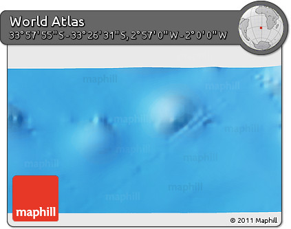 Physical 3D Map of the Area around 33° 42' 13" S, 2° 28' 30" W