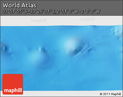 Physical 3D Map of the Area around 33° 42' 13" S, 2° 28' 30" W