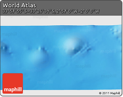 Physical 3D Map of the Area around 33° 42' 13" S, 2° 28' 30" W