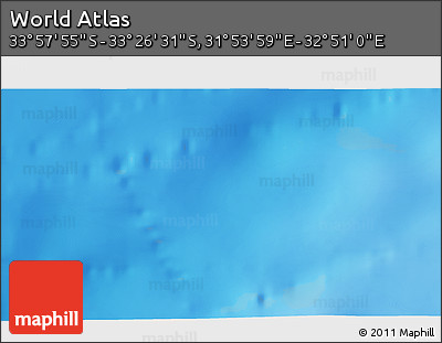 Physical 3D Map of the Area around 33° 42' 13" S, 32° 22' 30" E