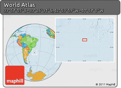 Political Location Map of the Area around 33° 42' 13" S, 42° 25' 29" W