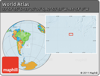 Political Location Map of the Area around 33° 42' 13" S, 42° 25' 29" W