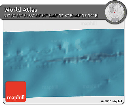 Satellite 3D Map of the Area around 33° 42' 13" S, 43° 25' 29" E