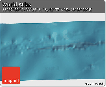 Satellite 3D Map of the Area around 33° 42' 13" S, 43° 25' 29" E