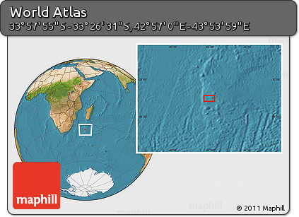 Satellite Location Map of the Area around 33° 42' 13" S, 43° 25' 29" E