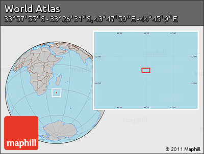 Gray Location Map of the Area around 33° 42' 13" S, 44° 16' 29" E