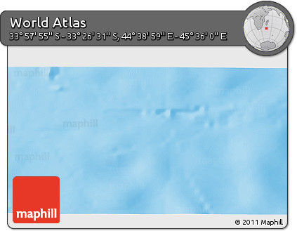 Physical 3D Map of the Area around 33° 42' 13" S, 45° 7' 30" E