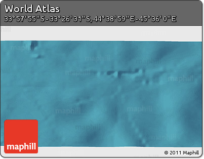 Satellite 3D Map of the Area around 33° 42' 13" S, 45° 7' 30" E