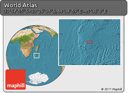 Satellite Location Map of the Area around 33° 42' 13" S, 45° 7' 30" E