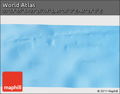 Physical 3D Map of the Area around 33° 42' 13" S, 45° 58' 30" E