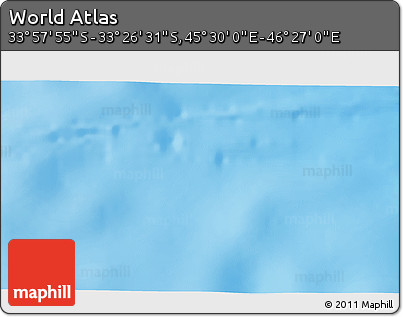 Physical 3D Map of the Area around 33° 42' 13" S, 45° 58' 30" E