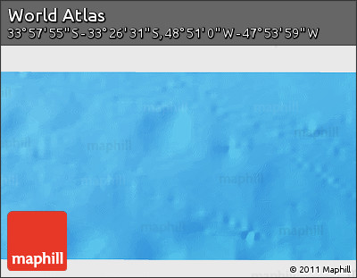 Physical 3D Map of the Area around 33° 42' 13" S, 48° 22' 30" W