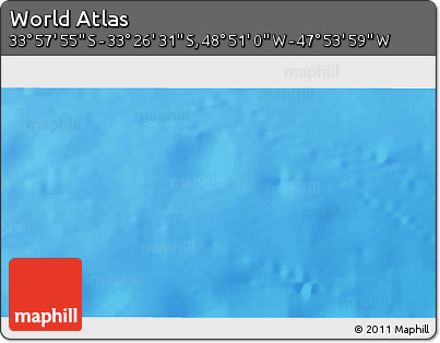 Physical 3D Map of the Area around 33° 42' 13" S, 48° 22' 30" W