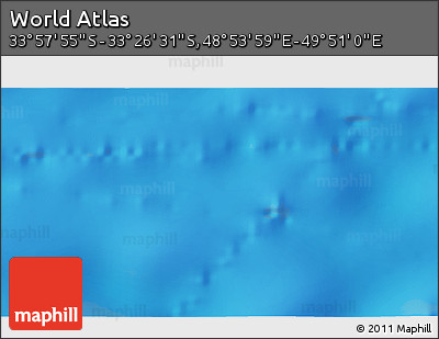 Physical 3D Map of the Area around 33° 42' 13" S, 49° 22' 30" E