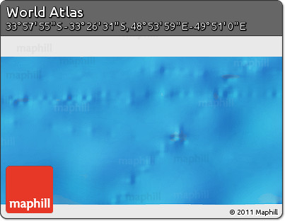 Physical 3D Map of the Area around 33° 42' 13" S, 49° 22' 30" E