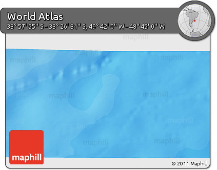 Political 3D Map of the Area around 33° 42' 13" S, 49° 13' 30" W