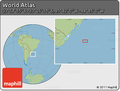 Savanna Style Location Map of the Area around 33° 42' 13" S, 49° 13' 30" W